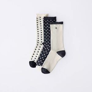 3 x ZARA Baby Toddler Kids Socks Girl Sz 2-4 Y NWT Hearts & Polka Dot 3 pack Set